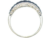 Art Deco French 18ct White Gold Invisible Set Sapphire & Diamond Ring