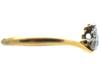 Art Deco 18ct Gold & Platinum, Diamond & Sapphire Fan Ring