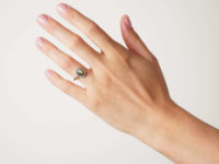 Edwardian 18ct Gold, Diamond & Cat's Eye Chrysoberyl Cluster Ring
