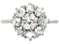 18ct White Gold & Platinum, Diamond Daisy Cluster Ring