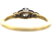 Art Deco 18ct Gold & Platinum Diamond Solitaire Ring with Diamond Shoulders