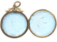 Edwardian 9ct Back & Front Octagonal Locket with Swallow & Flower Basket Motif