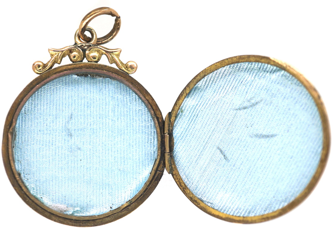 Edwardian 9ct Back & Front Octagonal Locket with Swallow & Flower ...