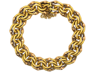 French Belle Epoque 18ct Two Colour Gold Woven Design Bracelet
