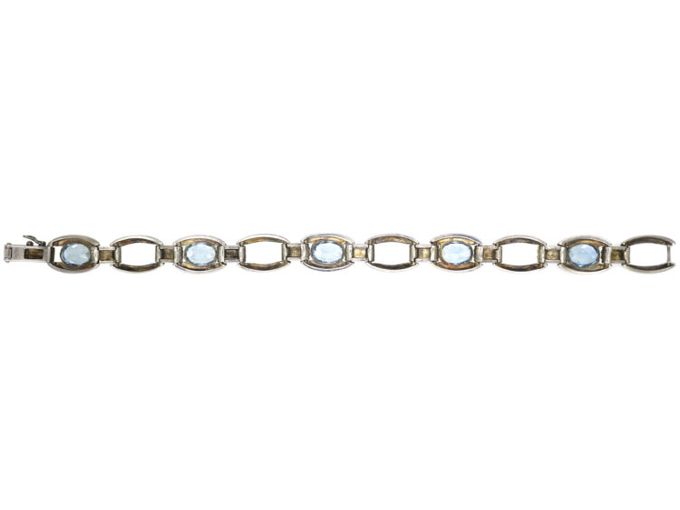 Art Deco Silver & Synthetic Blue Spinel Bracelet
