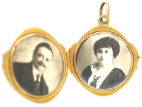 Art Nouveau 18ct Gold & Diamond Locket with Lady with Flowing Hair