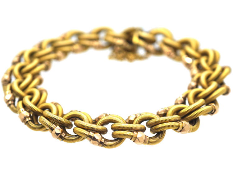 French Belle Epoque 18ct Two Colour Gold Woven Design Bracelet