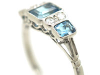 18ct White Gold, Aquamarine & Diamond Ring