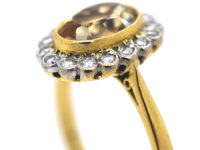 18ct Gold, Topaz & Diamond Oval Cluster Ring