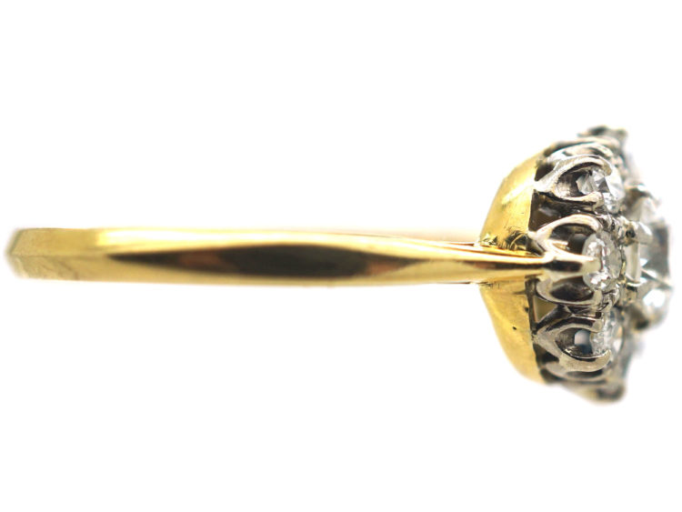 18ct Gold & Platinum, Diamond Daisy Cluster Ring