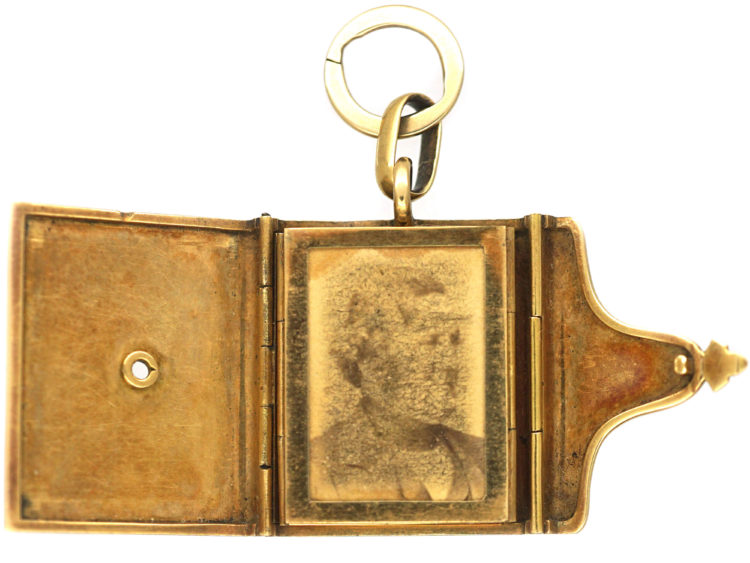 Victorian 18ct Gold Envelope Locket with Enamelled Lady & Eight Locket Compartments Inside