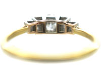Art Deco 18ct gold & Platinum, Diamond Solitaire Ring with Diamond Set Shoulders