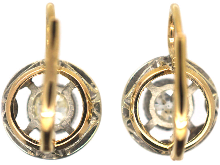 Art Deco 18ct Gold & Platinum, Diamond Earrings
