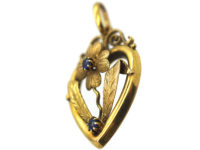 Edwardian 15ct Gold & Sapphire Heart Shaped Pendant