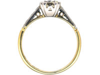 Art Deco Platinum & 18ct Gold Diamond Solitaire with Diamonds shoulders