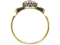 Edwardian 18ct Gold, Sapphire & Diamond Cluster Ring with Sapphire Shoulders