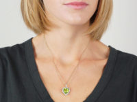 Edwardian Platinum, Peridot & Diamond Heart Pendant