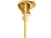 Edwardian 15ct Gold Tie Pin of a Polar Bear on a Baroque Pearl