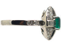18ct White Gold Emerald & Diamond Cluster Ring