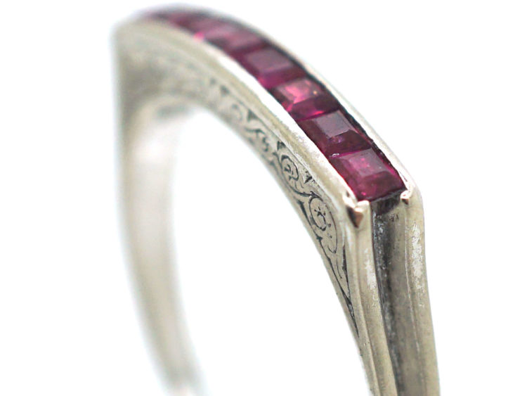 Art Deco 18ct White Gold & Ruby Half Eternity Ring