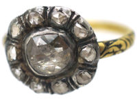 Stuart Rose Diamond Cluster Ring with Black Enamel Detail