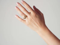 Victorian 18ct Gold Double Snake Ring set with a Sapphire & a Diamond