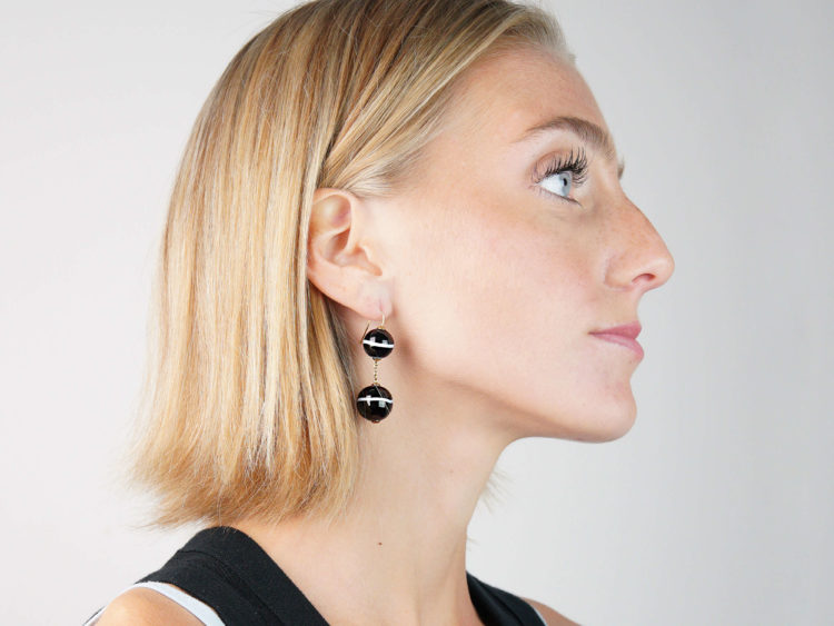Victorian 15ct Gold & Banded Sardonyx Earrings