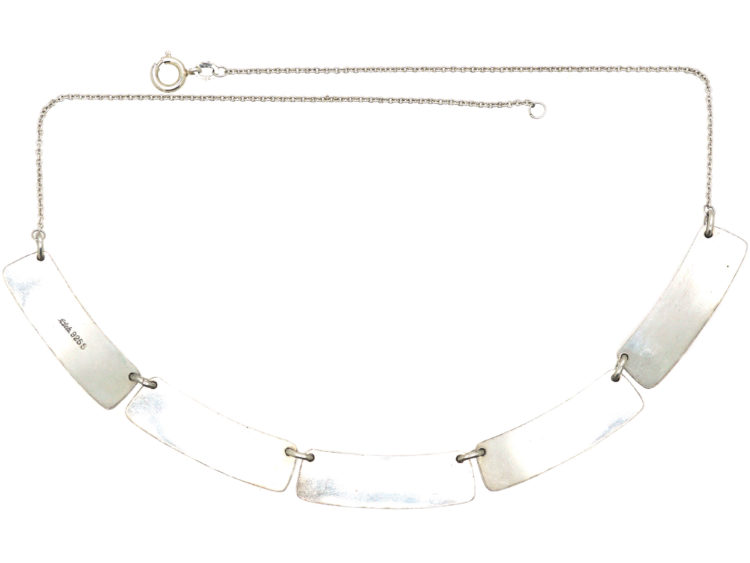Silver & Red Enamel Necklace by Albert Scharning