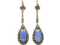 Art Deco Silver & Chalcedony Earrings by Theodor Fahrner