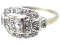 Art Deco 14ct White Gold & Diamond Ring
