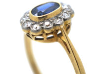 Edwardian 18ct Gold Sapphire & Diamond Cluster Ring