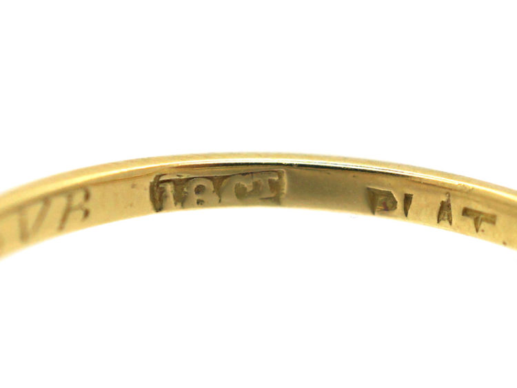 Art Deco 18ct gold & Platinum, Diamond Solitaire Ring with Diamond Set Shoulders