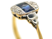Art Deco 18ct Gold & Platinum, Sapphire & Diamond Ring