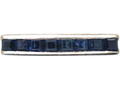 Art Deco 18ct White Gold & Sapphire Half Eternity Ring