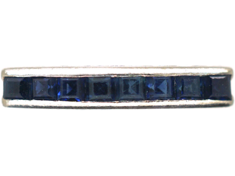 Art Deco 18ct White Gold & Sapphire Half Eternity Ring