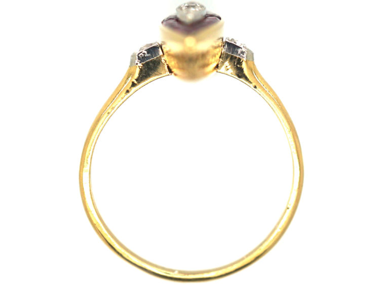 Art Deco 18ct Gold & Platinum Diamond & Ruby Marquise Ring