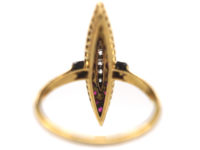 Art Deco 18ct Gold & Platinum Diamond & Ruby Marquise Ring