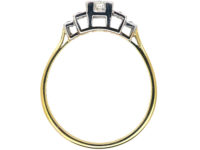 Art Deco 18ct gold & Platinum, Diamond Solitaire Ring with Diamond Set Shoulders