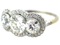 Edwardian Platinum & Diamond Triple Cluster Ring