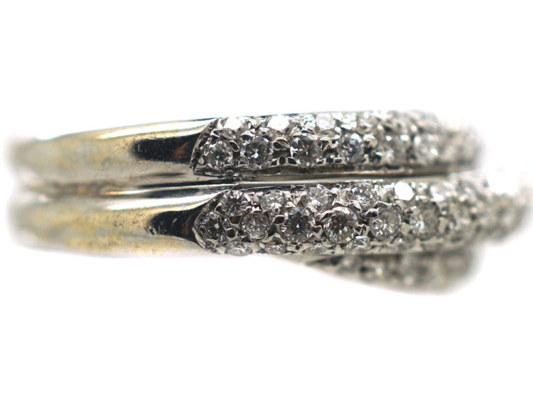 18ct White Gold & Diamond Triple Crossover Ring