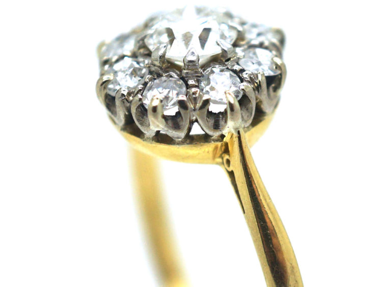 18ct Gold & Platinum, Diamond Daisy Cluster Ring