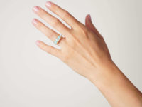 Edwardian 18ct Gold Half Carved Half Hoop Five Stone Opal Ring