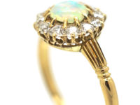 Edwardian 18ct Gold Opal & Diamond Cluster Ring