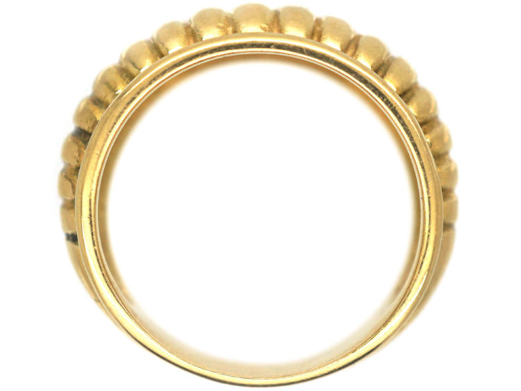 French Art Deco 18ct Gold Ribbed Design Ring
