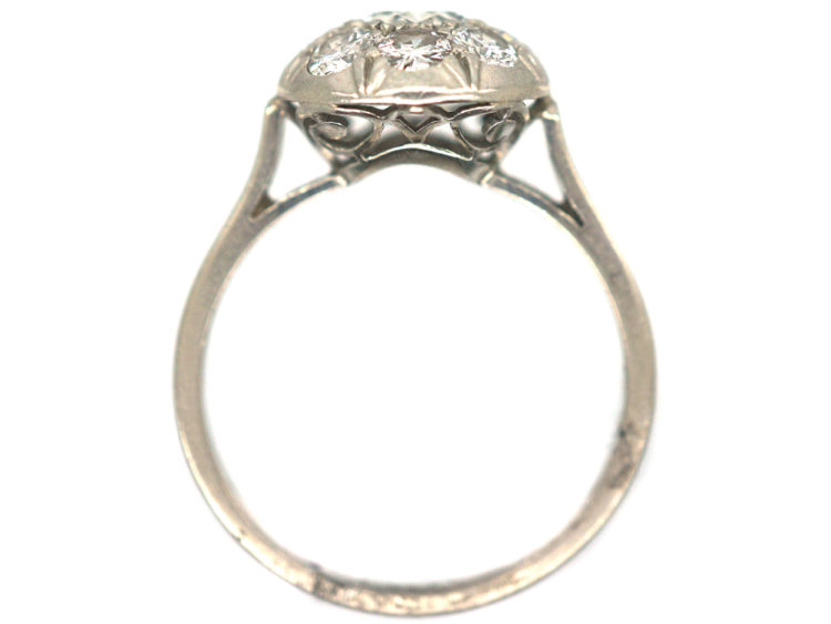 French Art Deco Platinum, Diamond Set Bombé Cluster Ring