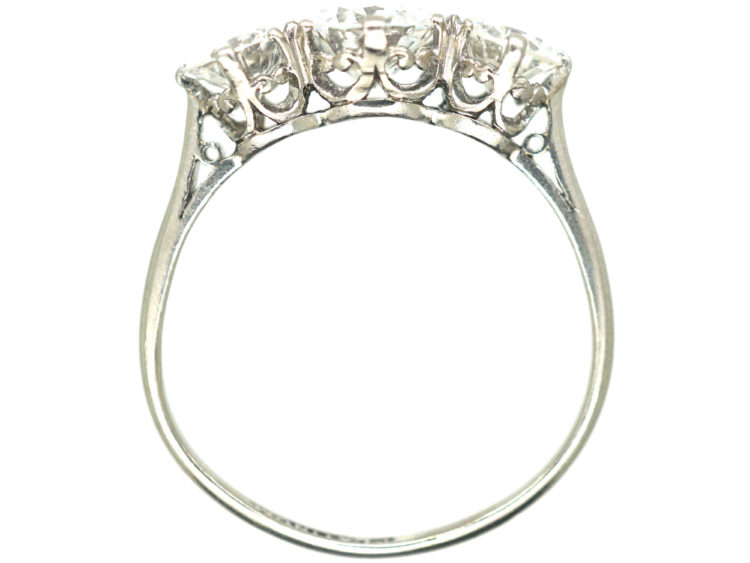 Art Deco Platinum Three Stone Diamond Ring