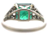 Art Deco Platinum, Emerald & Diamond Ring