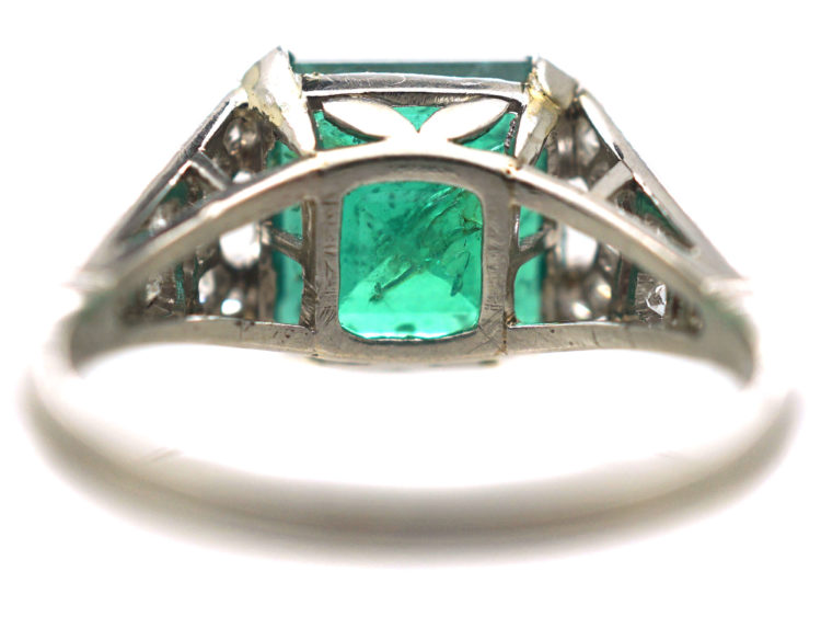 Art Deco Platinum, Emerald & Diamond Ring
