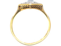 Art Deco 18ct Gold & Platinum, Diamond Shape Sapphire & Diamond Ring
