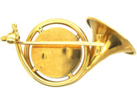 Edwardian 18ct Gold Hunting Brooch with Reverse Intaglio Crystal of a Horse's Head
